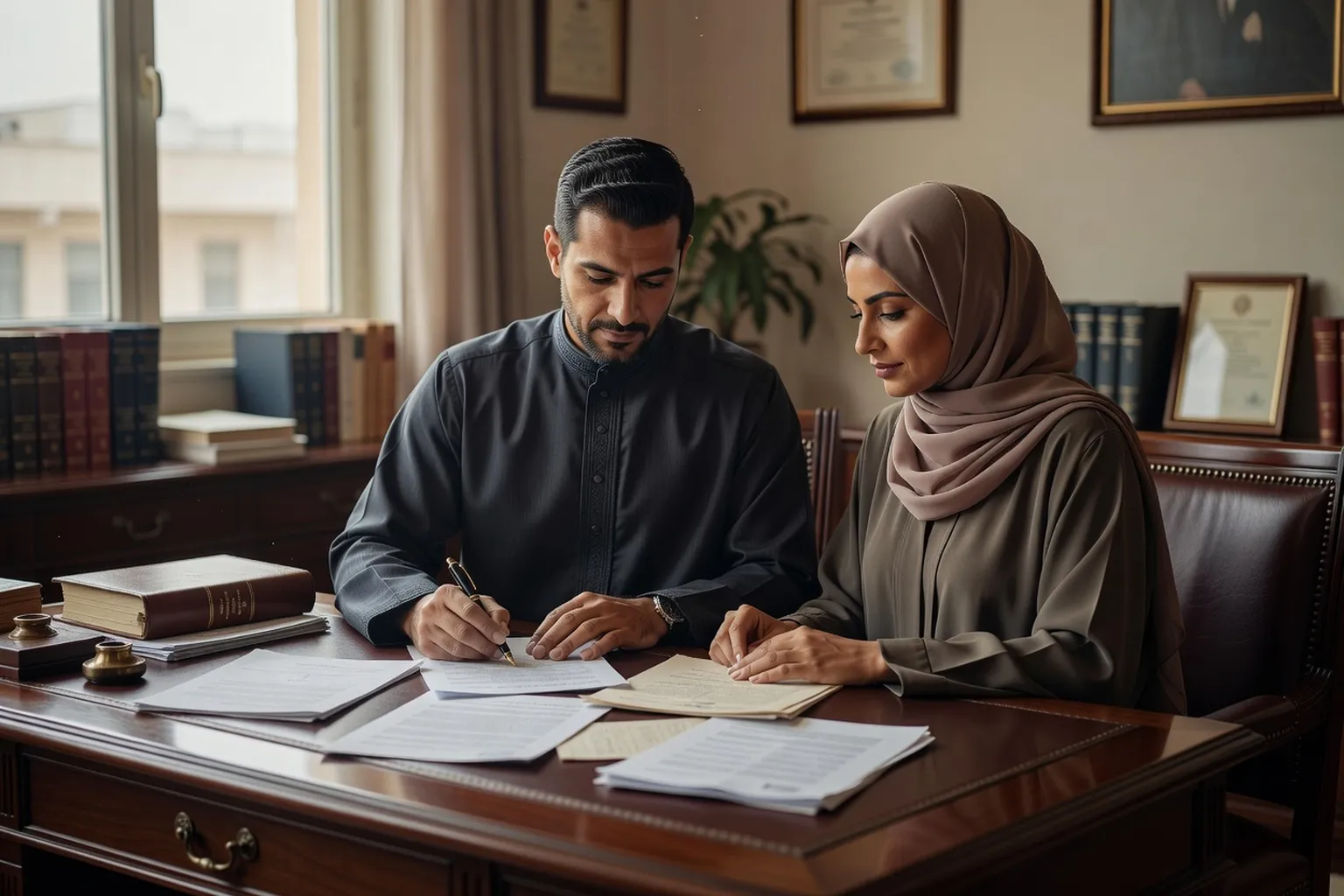 Signature d'un contrat de mariage chez le notaire