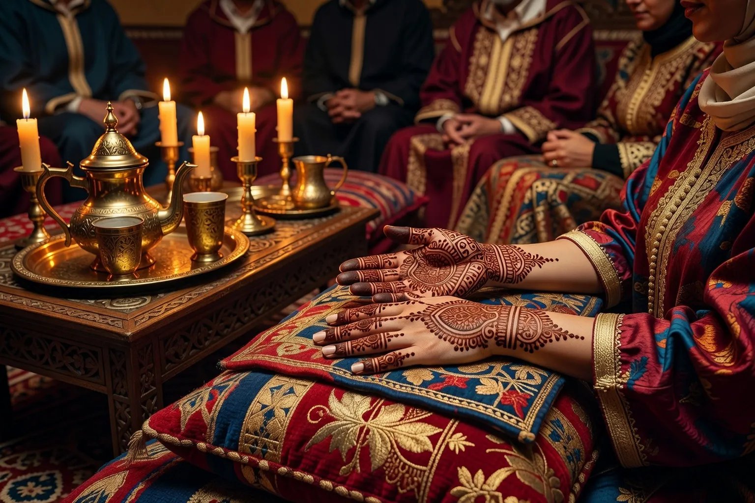 Cérémonie traditionnelle marocaine du henné avant mariage