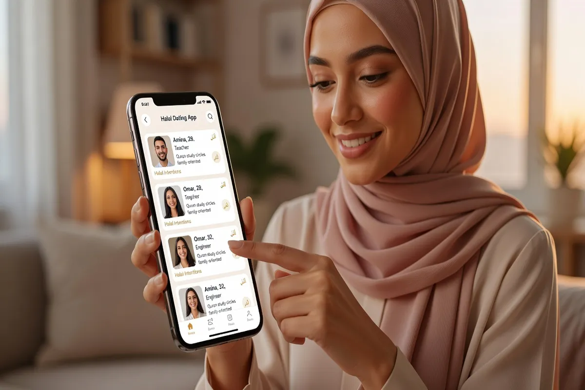 Deux utilisateurs de Minder se retrouvant pour un premier rendez-vous halal