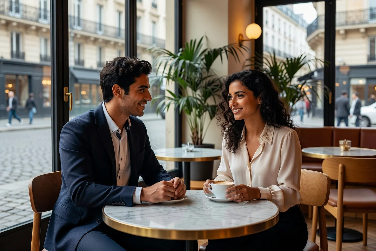Couple maghrebin se rencontrant dans un cafe parisien