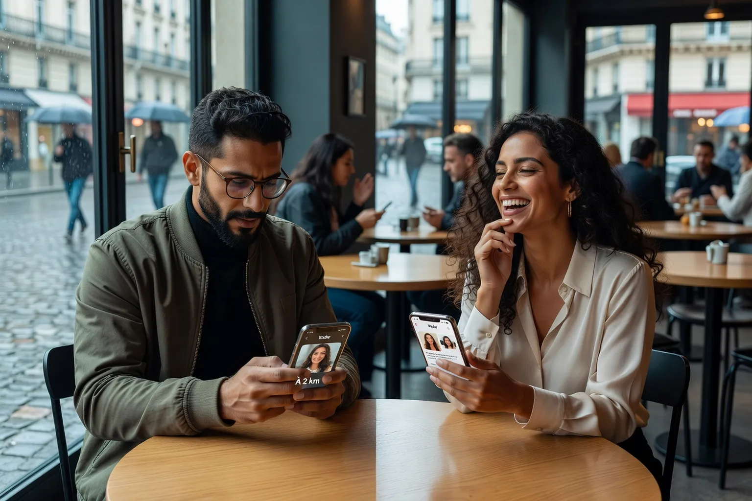 Couple franco-maghrebin utilisant une application de rencontre