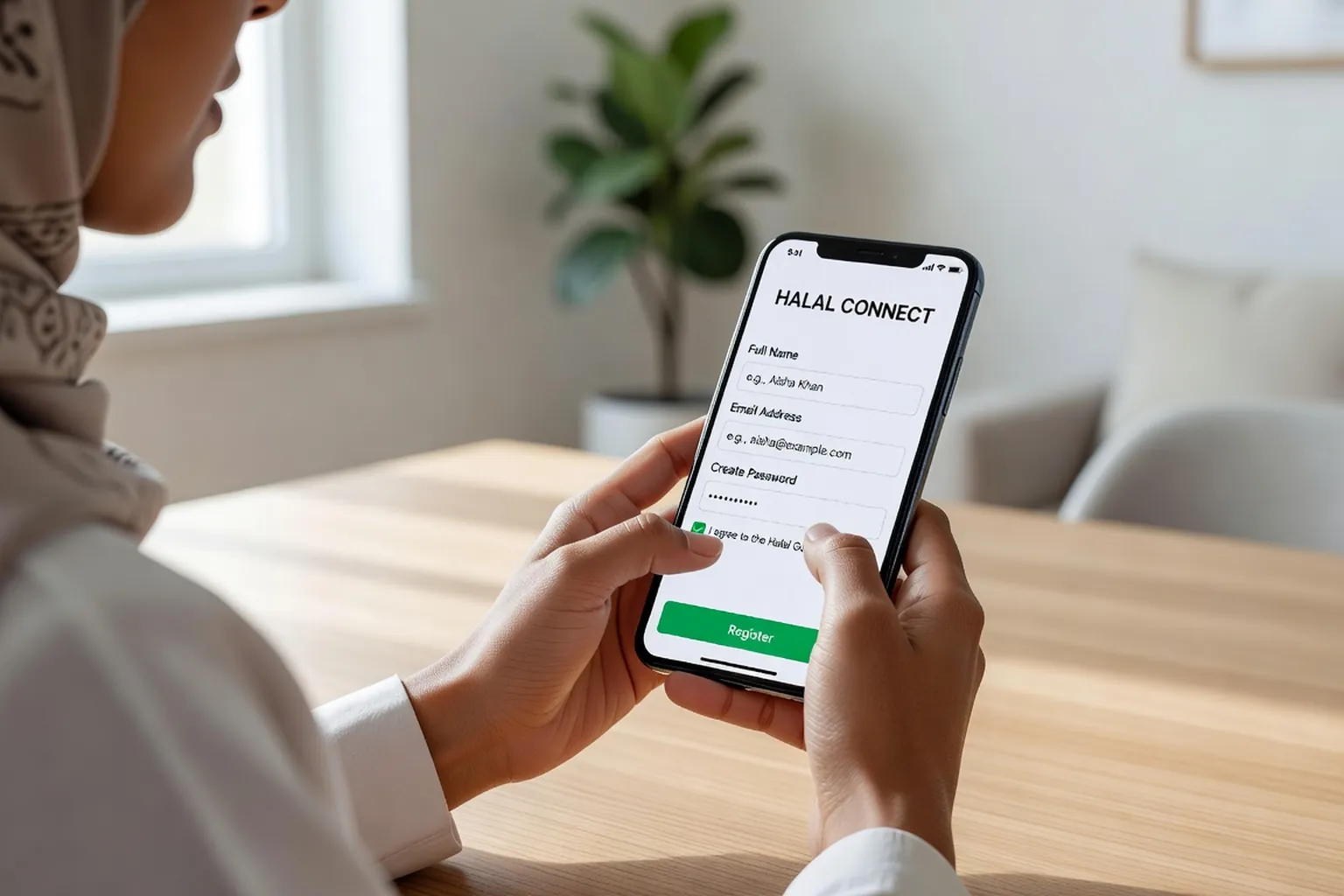 Inscription sur Muslima.com depuis un smartphone, ecran du formulaire