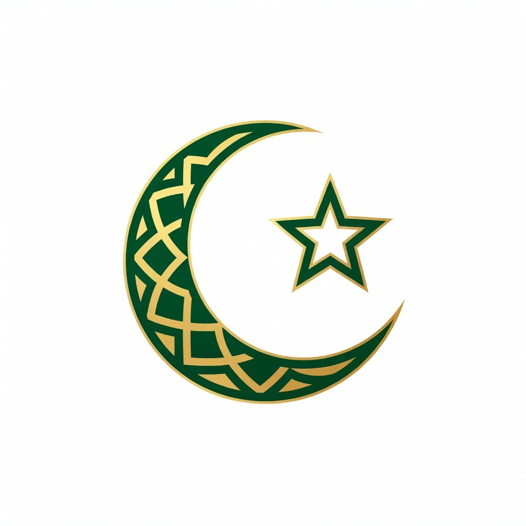 Croissant et étoile islamique, design épuré doré sur fond clair